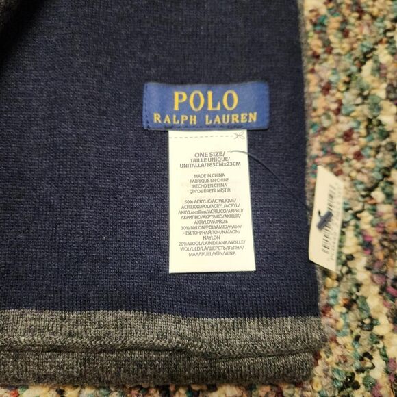 Polo Ralph Lauren Men's Grey and Navy Scarf-wraps - Picture 4 of 5